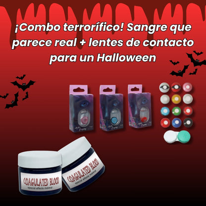 Lentes De Contacto + Sangre Falsa Para Maquillaje Halloween