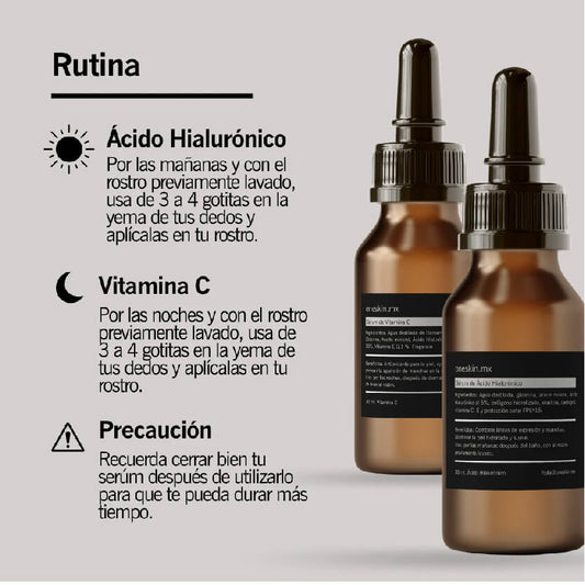 Kit de Ácido hialurónico + Vitamina C | 30ml. cada sérum